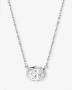 She's A Boss Pendant Necklace - Silver|White Diamondettes