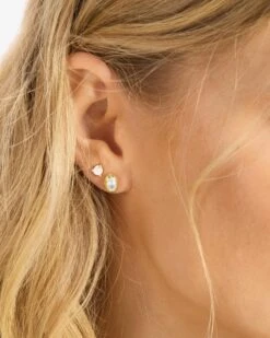 She's A Boss Studs 6mm - Gold|White Diamondettes -Melinda Maria She saBossStuds6mm E7144 G WTCZ E V1