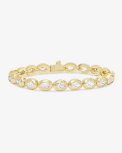 She's A Boss Tennis Bracelet - Gold|White Diamondettes