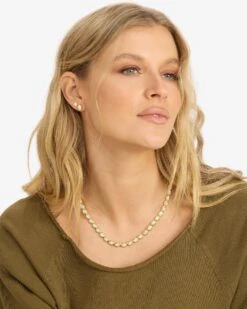 She's A Boss Tennis Necklace - Gold|White Diamondettes -Melinda Maria She saBossTennisNecklace18 N6403 G WTCZ 18 E V2