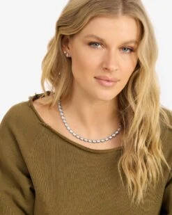 She's A Boss Tennis Necklace - Silver|White Diamondettes -Melinda Maria She saBossTennisNecklace18 N6403 S WTCZ 18 E V2