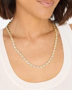She's A Boss Tennis Necklace - Gold|White Diamondettes -Melinda Maria She saBossTennisNecklace21.5 N6403 G WTCZ21.5 3869