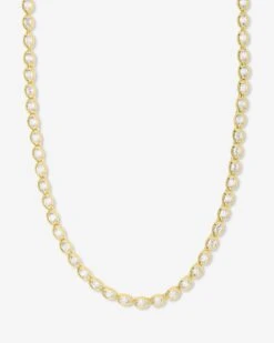 She's A Boss Tennis Necklace - Gold|White Diamondettes