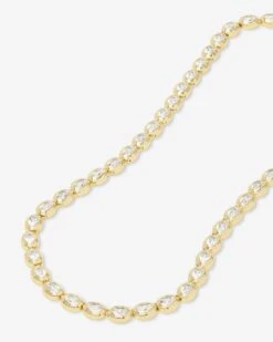 She's A Boss Tennis Necklace - Gold|White Diamondettes -Melinda Maria She saBossTennisNecklace N6403 G WTCZ P V2