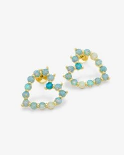 She's An Icon Baby Heart Earrings - Gold|Blue Opal Ombré