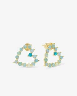 She's An Icon Baby Heart Earrings - Gold|Blue Opal Ombré -Melinda Maria She sanIconBabyHeartEarrings E7118 G BOPOM P V2