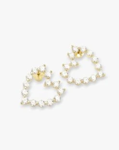 She's An Icon Baby Heart Earrings - Gold|White Diamondettes