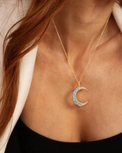 She's An Icon Moon Necklace - Gold|Blue Opal -Melinda Maria She sanIconBlueMoonNecklace N6318 E G MarchCollection 2024 ab6d53d8 a6e4 4b0c a052 83980cb70f0d