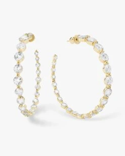 She's An Icon Hoops 2" - Gold|White Diamondettes