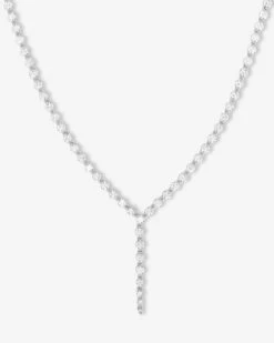 She's An Icon Lariat Tennis Necklace - Silver|White Diamondettes