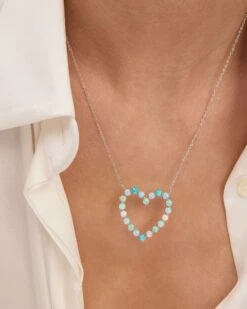 She's An Icon Ombré Heart Necklace - Silver|Blue Opal Ombré -Melinda Maria She sanIconOmbreHeartNecklace N6313 S BOPOM E V1