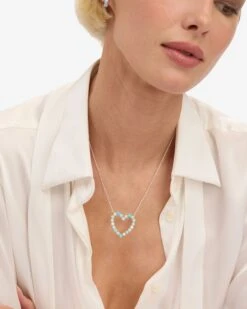 She's An Icon Ombré Heart Necklace - Silver|Blue Opal Ombré -Melinda Maria She sanIconOmbreHeartNecklace N6313 S BOPOM E V3