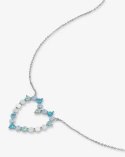 She's An Icon Ombré Heart Necklace - Silver|Blue Opal Ombré -Melinda Maria She sanIconOmbreHeartNecklace N6313 S BOPOM P V2