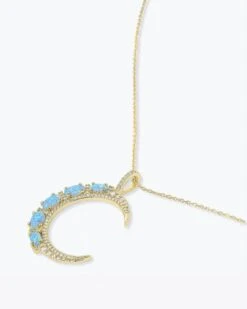 She's An Icon Moon Necklace - Gold|Blue Opal -Melinda Maria ShesanIconBlueMoonNecklace N6318 P G March Collection2722 V2 b2541331 ff4a 4c97 94d0 e372efefcac5