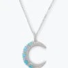 She's An Icon Moon Necklace - Silver|Blue Opal