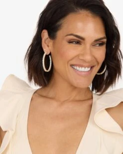 The Queen's Hoops 2" - Gold|White Diamondettes 9 The Queen's Hoops 2" - Gold|White Diamondettes -Melinda Maria TheQueen sHoops2 E5105 G WTCZ 4189