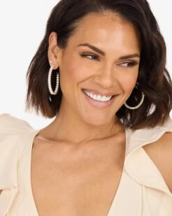 The Queen's Hoops 2" - Silver|White Diamondettes -Melinda Maria TheQueen sHoops2 E5105 S WTCZ 4213