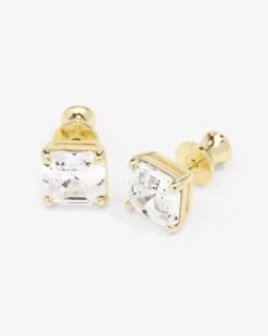The Queen's 8mm Studs - Gold|White Diamondettes -Melinda Maria The Queen s 8mm Studs E7103 G WT P V2