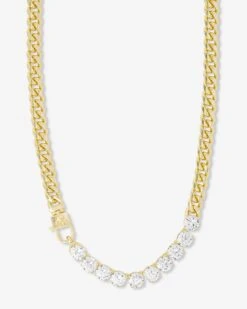 Thor Loves Diamonds Pet Necklace - Gold|White Diamondettes -Melinda Maria ThorLovesDiamondsPetNecklace PN6405 G WTCZ 22 P V1