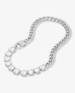 Thor Loves Diamonds Pet Necklace - Silver|White Diamondettes -Melinda Maria ThorLovesDiamondsPetNecklace PN6405 S WTCZ 14 P V2