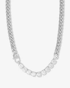 Thor Loves Diamonds Pet Necklace - Silver|White Diamondettes -Melinda Maria ThorLovesDiamondsPetNecklace PN6405 S WTCZ 18 P V1
