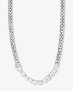 Thor Loves Diamonds Pet Necklace - Silver|White Diamondettes -Melinda Maria ThorLovesDiamondsPetNecklace PN6405 S WTCZ 22 P V1