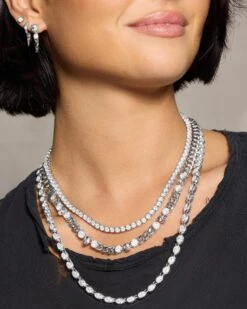 Ride Or Die Cuban Chain Necklace - Silver|White Diamondettes -Melinda Maria TouchofCool July2025Collection LS 42