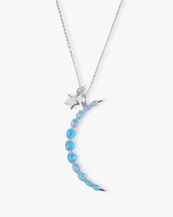 "What Dreams Are Made Of" Necklace - Silver|Blue Opal