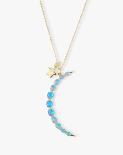 "What Dreams Are Made Of" Necklace - Gold|Blue Opal