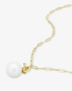 XL Life's A Ball Pearl Pendant Necklace - Gold -Melinda Maria XLLife saBallPearlPendantNecklace N6387 G P V2