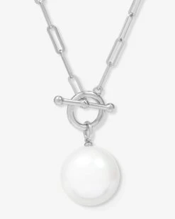XL Life's A Ball Pearl Pendant Necklace - Silver