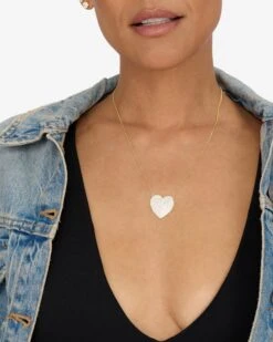 XL You Have My Whole Heart Pavé Necklace - Gold|White Diamondettes -Melinda Maria XLYouHaveMyWholeHeartPaveNecklace18 N6247 G WTCZ2511