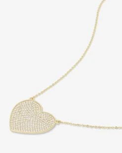 XL You Have My Whole Heart Pavé Necklace - Gold|White Diamondettes -Melinda Maria XLYouHaveMyWholeHeartPaveNecklace N6247 G WTCZ P V2