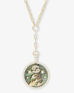 Zodiac Medallion Necklace - Gold|White Diamondettes -Melinda Maria ZodiacMedallionNecklace N6411GWTCZ CANCER P V1