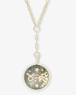 Zodiac Medallion Necklace - Gold|White Diamondettes -Melinda Maria ZodiacMedallionNecklace N6411GWTCZ TAURUS P V1