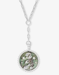 Zodiac Medallion Necklace - Silver|White Diamondettes -Melinda Maria ZodiacMedallionNecklace N6411SWTCZ CANCER P V16708