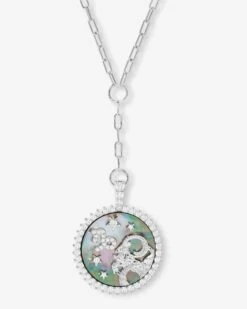 Zodiac Medallion Necklace - Silver|White Diamondettes -Melinda Maria ZodiacMedallionNecklace N6411SWTCZ CAPRICORN P V1 REWORK