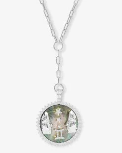 Zodiac Medallion Necklace - Silver|White Diamondettes -Melinda Maria ZodiacMedallionNecklace N6411SWTCZ GEMINI P V1 REWORK
