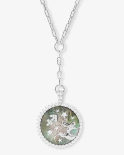 Zodiac Medallion Necklace - Silver|White Diamondettes -Melinda Maria ZodiacMedallionNecklace N6411SWTCZ SAGITTARIUS P V1