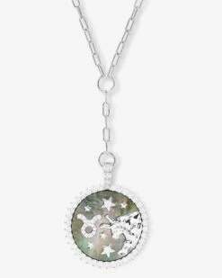 Zodiac Medallion Necklace - Silver|White Diamondettes -Melinda Maria ZodiacMedallionNecklace N6411SWTCZ TAURUS P V1