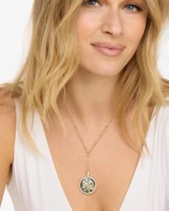 Zodiac Medallion Necklace - Gold|White Diamondettes -Melinda Maria ZodiacMedallionNecklace N6411 G WTCZ CAPRICORN E V1 8191