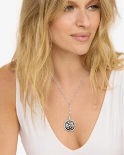 Zodiac Medallion Necklace - Silver|White Diamondettes -Melinda Maria ZodiacMedallionNecklace N6411 S WTCZ LEO E V1 8287