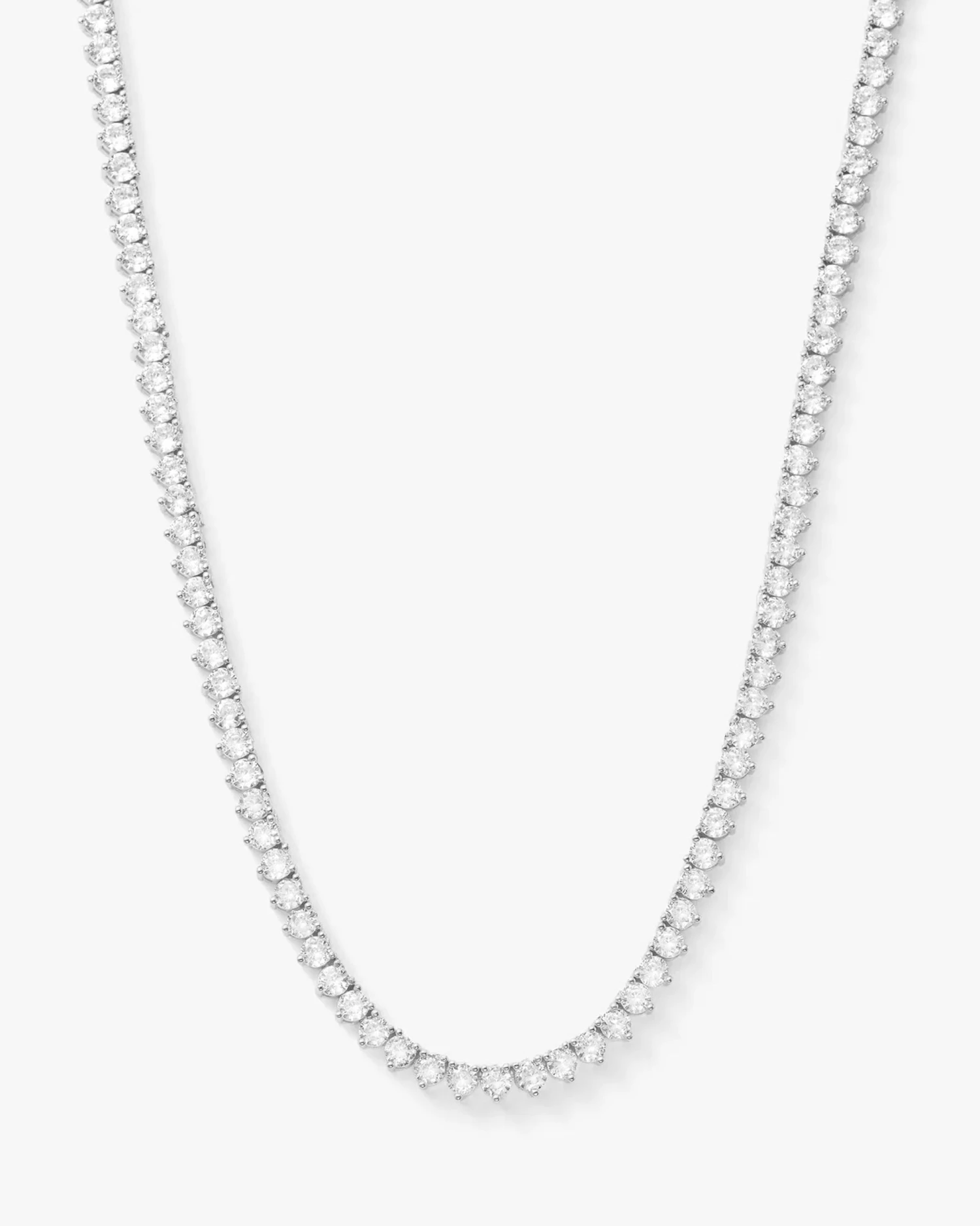 Not Your Basic Tennis Necklace - Silver|White Diamondettes 3 Not Your Basic Tennis Necklace - Silver|White Diamondettes
