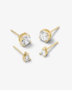 I Got A Raise Stud Set - Gold|White Diamondettes -Melinda Maria melindamaria earrings studset igotaraise gold v2 2854661b 98e7 4dd4 b964 7197b4ffaabc