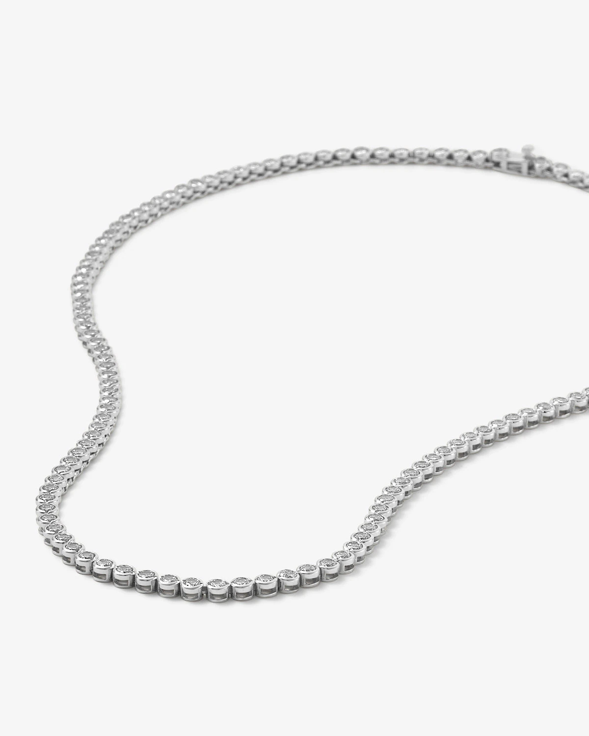 Baroness Tennis Necklace - Silver|White Diamondettes 6 Baroness Tennis Necklace - Silver|White Diamondettes - Image 4