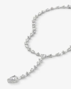 "F-ing Gorgeous" Lariat - Silver|White Diamondettes -Melinda Maria melindamaria necklace f inggorgeouslariat v2 1 9ee68ad8 4bfb 41ea 98e4 851f22f9076e
