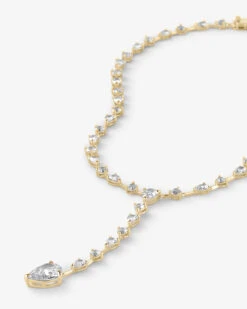 "F-ing Gorgeous" Lariat - Gold|White Diamondettes -Melinda Maria melindamaria necklace f inggorgeouslariat v2 1 cdc86242 9c01 48c4 8646 c7cc2a36097e