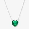 The Allison Emerald Heart Necklace - Silver|Emerald