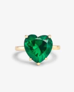 The Allison Emerald Heart Ring - Gold|Emerald
