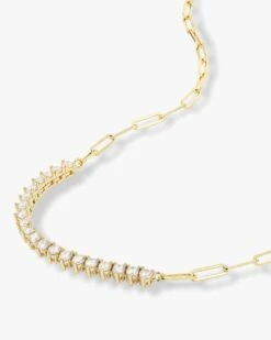 Not Your Basic Samantha Tennis Necklace - Gold|White Diamondettes -Melinda Maria name GWT P Januarycollection 2159 R1 CR1 9dc0fc72 c3ee 4bc3 9f47 f4c3ef901ffd